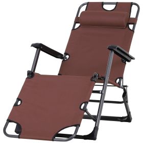 Lounging Relaxation  Folding Lounger With Metal Frame, Adjustable Footrest  Head Pillow (Color: Red)