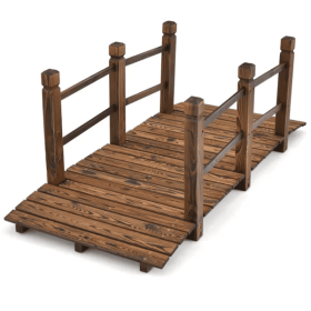 5 Feet Wooden Garden Bridge Wood Construction, Easy Assembly With Hardware (Color: Brown)