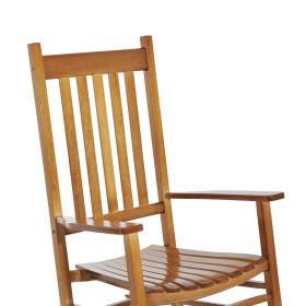 Wooden Outdoor Rocking Chair With Armrests, High Back For Garden, Patio, Balcony, Porch, Natural (Option: Natural)