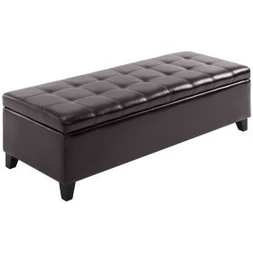 51 Tufted Storage Ottoman Bench, Dark Brown Faux Leather For Living Room, Bedroom, Entryway (Option: Dark Brown)