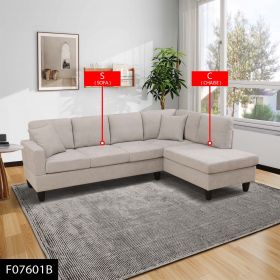 Off-White Short Fur Fluffy Fabric 2-Piece Left Side L-Shaped Living Room Sofa Set--Only Supports Self Pickup (Option: F07601B)