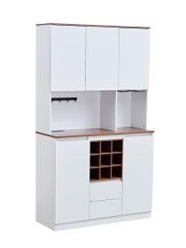 Farmhouse Coffee Bar Cabinet ,68.89'' Kitchen Buffet Cabinet With Storage, Liquor Cabinet For Home & (Color: White)