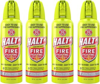 HALT! Handheld Fire Fighting Foam Spray ��� Non-Toxic, Easy to Use, Store, and Find in Emergency ��� Compact & Portable ��� Ideal for Home, Kitchen (size: 4 Pack)