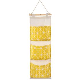 1Pc Wall Mounted Storage Bag Door Closet Hanging Storage Bag Organizer Waterproof 3 Pockets Pouch (Option: 1Pc Yellow)