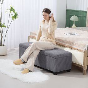 47 Inches Storage Ottoman Bench, Foot Rest With Legs, End Of Bed Bench, Corduroy Storage Chest For Living Room, Gray (Option: Gray)