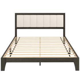 Queen Size Bed Frame With Headboard, Platform Bed Frame With Wooden Slats No Box Spring Needed Charcoal Gray (Option: Gray)
