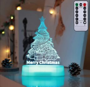 Christmas Decoration 3D Lamp Acrylic LED Night Lights New Year Valentines Day Christmas Kids Gift Christmas Ornaments (Option: Christmas Tree-Colorful light)