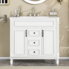 36'' Bathroom Vanity With Top Sink, Modern Bathroom Storage Cabinet With 2 Soft Closing Doors And 2 Drawers, Single Sink Bathroom Vanity (Color: White)