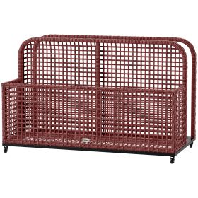 Rattan Pool Float Storage Organizer With Wheels, Mixed Brown (Option: Mixed Brown)