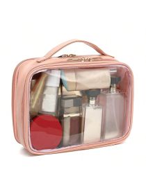 Clear Makeup Bag For Women, Clear Cosmetic Bag Travel Toiletry Bags Makeup Organizer Bag With Detachable Brush Holder Summer Travel, Vacation Hom (Color: Pink)