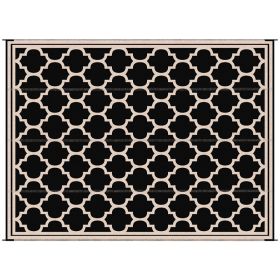 Reversible Polypropylene Outdoor Rug Folding, Durable, Perfect For Camping (Option: Black Beige)
