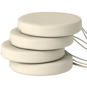 Patio Chair Cushions Set Of 4 Round Seat Cushions For Dining Bistro Chairs Machine Washable, 15 X 15 X 3, Cream White (Option: Cream White)