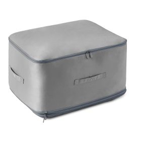 1Pc Foldable Storage Bag For Comforter Quilt Blanket Clothes Pillows Beddings With Dual Zippers (Option: Grey-L)