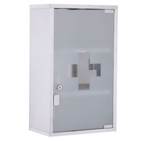 Medicine Cabinet Lockable 12x20, Stainless Steel, 3 Tier With Shelves For Bathroom Storage (Color: White)