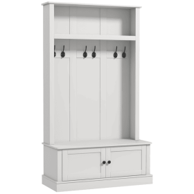 Hall Tree Chester Dresser Storage Cabinets Rolling Wardrobe (Color: White)