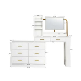 Modern White 8-Drawer Dresser For Bedroom - Ample Storage Wide Chest Of Drawers, Sturdy & Safe (Option: As picture)